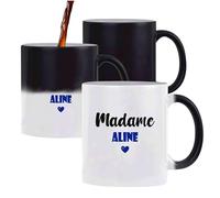 Tasse Magique Madame Aline - Mug - Idée Tasse Personnalisable Cadeau Anniversaire Fête Original Famille Travail Départ Collègue Retraite Noël. (Bleu)