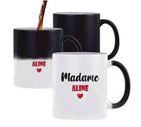 Tasse Magique Madame Aline - Mug - Idée Tasse Personnalisable Cadeau Anniversaire Fête Original Famille Travail Départ Collègue Retraite Noël. (Rouge)