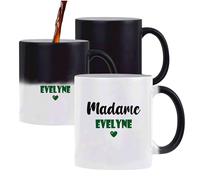 Tasse Magique Madame Evelyne - Mug - Idée Tasse Personnalisable Cadeau Anniversaire Fête Original Famille Travail Départ Collègue Retraite Noël. (Vert)
