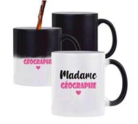 Tasse Magique Madame Géographe - Mug - Idée Tasse Personnalisable Cadeau Anniversaire Fête Original Famille Travail Départ Collègue Retraite Noël. (Rose)