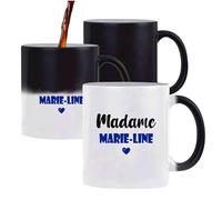 Tasse Magique Madame Marie-Line - Mug - Idée Tasse Personnalisable Cadeau Anniversaire Fête Original Famille Travail Départ Collègue Retraite Noël. (Bleu)