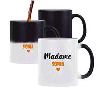 Tasse Magique Madame Sonia - Mug - Idée Tasse Personnalisable Cadeau Anniversaire Fête Original Famille Travail Départ Collègue Retraite Noël. (Orange)