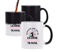 Tasse Magique Un Mauvais Jour avec ma Licorne | Mug qui change couleur avec la chaleur | Idée Cadeau Humour Drôle Marrant Original Anniversaire Fête