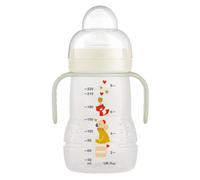 Tasse MAM Trainer Night 220 ml, avec poignées phosphorescentes, pour bébé à partir de 4 mois, pour boire seul, anti-fuite, couleur crème (les motifs peuvent varier)