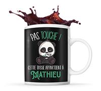 Tasse Mathieu Pas Touche Panda | Mug Prénom Cadeau Anniversaire Humour
