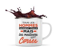 Tasse Métal Corse | Les meilleurs Hommes | 360 ml Mug Émaillé Métallique | Idée Cadeau Corses Région Humour Drôle Marrant Original Anniversaire