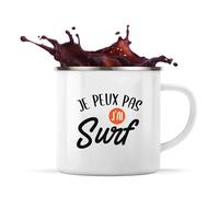 Tasse Métal Je peux pas j’ai surf | Mug | Idée Tasse Personnalisable en Métal Cadeau Anniversaire Camping Fête Original Famille Travail Départ Collègue Retraite Noël.
