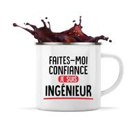 Tasse Métal Je suis Ingénieur | 360 ml Mug Émaillé Métallique | Idée Cadeau Ingénieur Humour Technique Science Drôle Original Invention