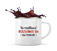 Tasse Métal La meilleure Assistante maternelle | Mug | Idée Tasse Personnalisable en Métal Cadeau Anniversaire Camping Fête Original Famille Travail Départ Collègue Retraite Noël.