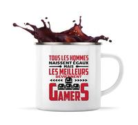 Tasse Métal Les Meilleurs Deviennent Gamers | 360 ml Mug Émaillé Métallique | Idée Cadeau Geek Gamer Humour Jeu Vidéo Drôle Original