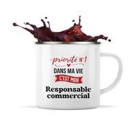 Tasse Métal Priorite N1 dans ma vie C'est mon Responsable commercial - Mug - Idée Tasse Personnalisable en Métal Cadeau Anniversaire Camping Fête Original Famille Travail Départ Collègue Retraite