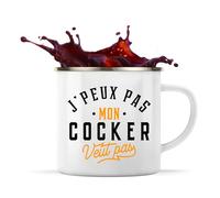 Tasse Métal Tasse Métal Mon Cocker ne veut pas | 360 ml Mug Émaillé Métallique | Idée Cadeau Propriétaire Chien Humour Drôle Marrant Original Anniversaire