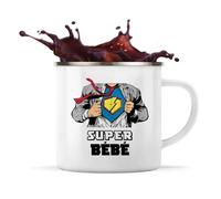 Tasse Métallique Super Bébé Mug Émaillé Timbale Camping Famille - Amis, Saint Valentin