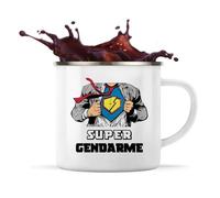 Tasse Métallique Super Gendarme Mug Émaillé Timbale Camping Métier Départ Retraite Collègue Travail
