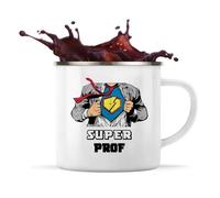 Tasse Métallique Super Prof Mug Émaillé Timbale Camping Métier Départ Retraite Collègue Travail