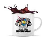 Tasse Métallique Super Rugbyman Mug Émaillé Timbale Camping Métier Départ Retraite Collègue Travail
