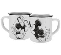 Tasse Mickey Kiss Sketch gris argenté aspect émail 400 ml