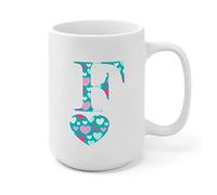 Tasse Monogramme initial F en forme de cœur, symbole d'amour et de lien | Tasse à café Grand-MèRe 2 PièCes Humour Tazzine Caffè Élégant Tazza Colazione Future MariéE Evjf