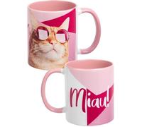 mug - Katze - miau -inner pink: ceramic, 320ml
