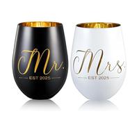 Tasse Mr Et Mrs EST 2025,Verres Pour Couple, Idee Cadeau Couple, Mr et Mrs Coupes De Vin Pour Cadeau Mariage,Verres à Vin Pour Mariée et Marié