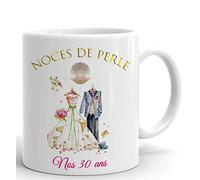 Tasse-Mug Cadeau Anniversaire 30 Ans de Mariage Noce de Perle Original Amour Couple Romantique