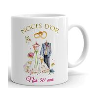Tasse-Mug Cadeau Anniversaire 50 ans de Mariage Noce d'Or Original Amour Couple Romantique