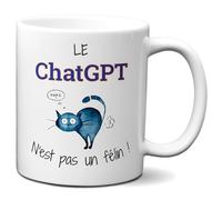 Tasse-Mug Cadeau Chat Humour Intelligence Artificielle - Le Chat GPT n'est pas un Félin - Original Amusant Marrant Rigolo Anniversaire