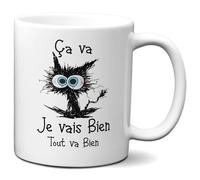 Tasse-Mug Cadeau Chat Humour - Je Vais Bien Tout va Bien - Original Amusant Marrant Rigolo Anniversaire