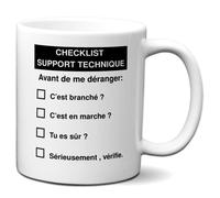 Tasse-Mug Cadeau - Checklist Support Technique - Ingénieur Geek Informatique Humour