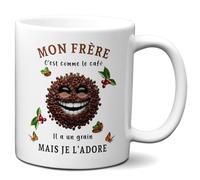 Tasse Mug Cadeau Frère Anniversaire - Mon Frère c'est Comme Le Café Mais Je l'Adore - Idée Originale