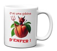 Tasse Mug Cadeau Humour Original - J'ai une Pêche d'Enfer - Diable Amusant Rigolo Drole Collègue Ami