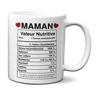 Tasse-Mug Cadeau Maman -Étiquette Valeur Nutritive Exceptionnelle- Idée Cadeau Humour Maman Original Anniversaire Fête de Mères… (Valeur)