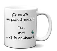 Tasse Mug Humour Plan à trois Idée Cadeau Original Couple Amoureux Mari Femme pour Anniversaire Personnalisé St Valentin Noël