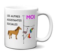 Tasse-Mug Meilleure Assistante Sociale Licorne - Idée Cadeau Humour Original Anniversaire