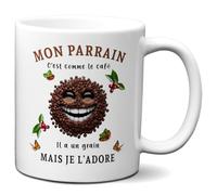 Tasse Mug - Mon Parrain C'est Comme le Café Je l'Adore- Idée Cadeau Original Baptême Parrain Anniversaire