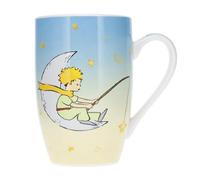 KIUB Très grand mug porcelaine arrondi - motif Petit Prince sur son croissant de lune et pêchant des étoiles- hauteur 12CM - contenance 490ML - boite assortie
