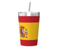 Tasse multifonction en paille avec drapeau espagnol de 355 ml, petite pratique et facile à nettoyer, convient pour le bureau, l'école et la maison