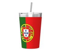 Tasse multifonction en paille avec drapeau portugais 355 ml - Pratique et facile à nettoyer - Convient pour le bureau, l'école et la maison