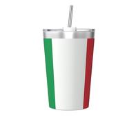 Tasse multifonction en paille de 355 ml - Motif drapeau italien - Pratique et facile à nettoyer - Convient pour le bureau, l'école et la maison