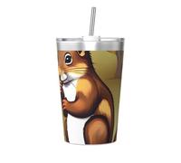 Tasse multifonction en paille d'écureuil mangeur de noix de 355 ml, petite pratique et facile à nettoyer, convient pour le bureau, l'école et la maison