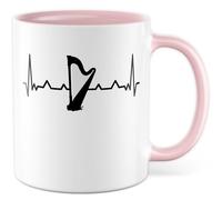 Tasse musicale avec design harpe - Cadeau Harp Design - Tasse à café 330 ml en céramique - Instrument de musique Amour