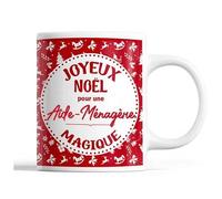 Tasse Noël Aide-Ménagère Femme Rouge Mug Prénom Idée Cadeau Secret Santa