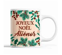 Tasse Noël Aliénor Beige Mug Prénom Idée Cadeau Secret Santa