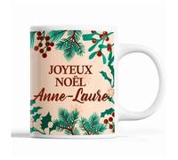 Tasse Noël Anne-Laure Beige Mug Prénom Idée Cadeau Secret Santa