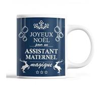 Tasse Noël Assistant Maternel Homme Bleu Mug Prénom Idée Cadeau Secret Santa