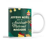 Tasse Noël Assistant Maternel Homme Vert Mug Prénom Idée Cadeau Secret Santa