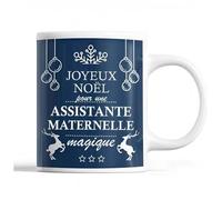 Tasse Noël Assistante Maternelle Femme Bleu Mug Prénom Idée Cadeau Secret Santa