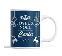 Tasse Noël Carla Bleu Mug Prénom Idée Cadeau Secret Santa