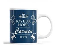 Tasse Noël Carmen Bleu Mug Prénom Idée Cadeau Secret Santa