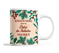 Tasse Noël Clerc De Notaire Homme Beige Mug Prénom Idée Cadeau Secret Santa